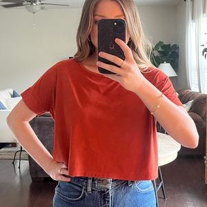 Forever 21 Suede Short Sleeve Crop Top